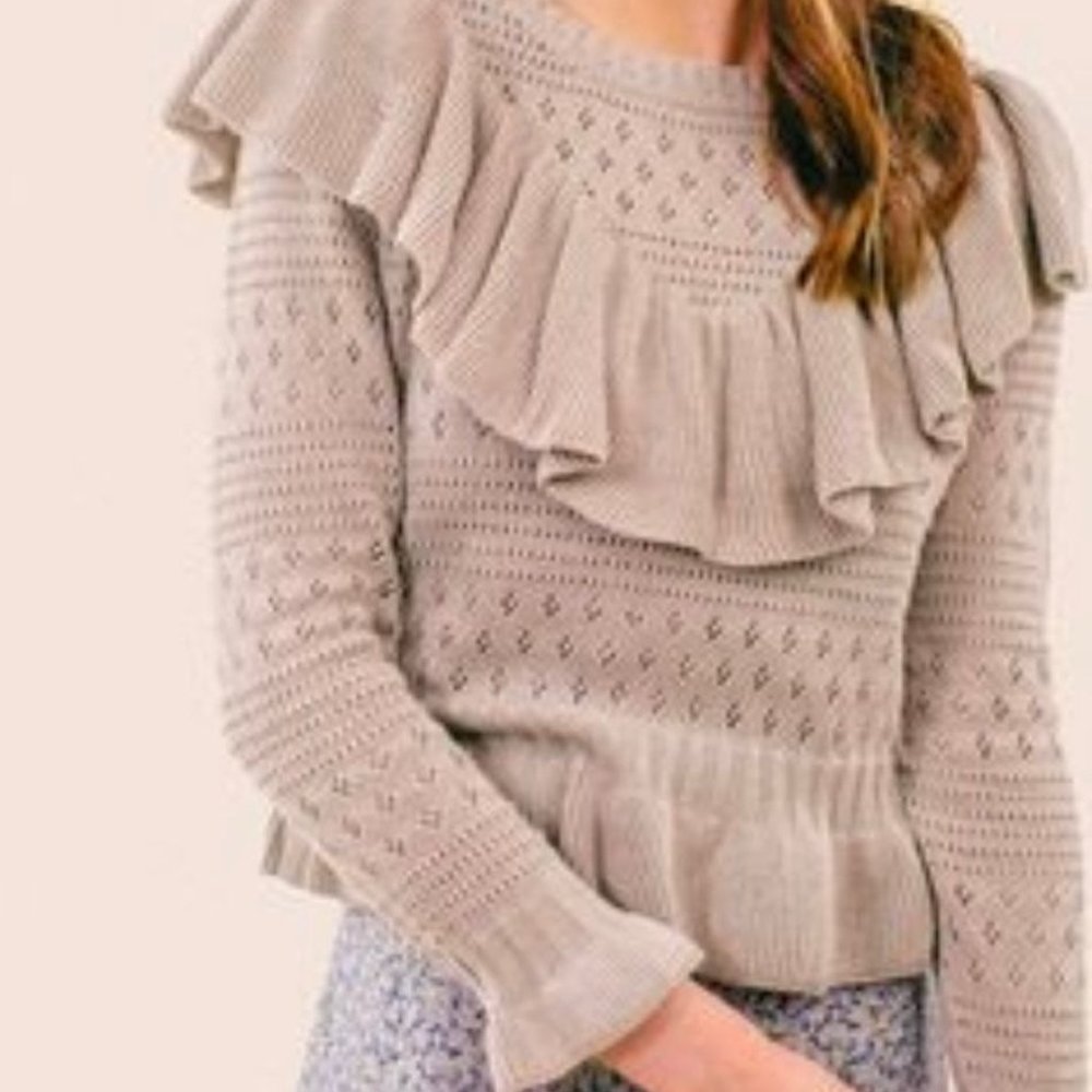 S - Loveshackfancy Pearl Grey Sweater
